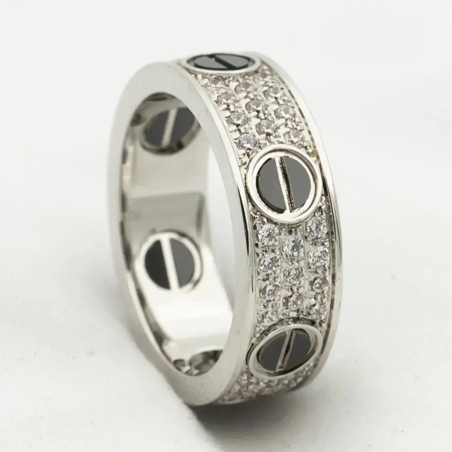 [Kincade Jewelrys]LOVE RING 5.5MM DIAMONDS PAVED CERAMIC