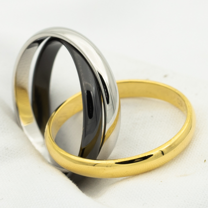 [Kincade Jewelrys] BAGUE TRINITY OR NOIR ARGENT