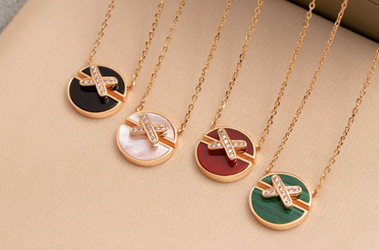 [Kincade Jewelrys]JEUX DE PINK GOLD DIAMOND NECKLACE