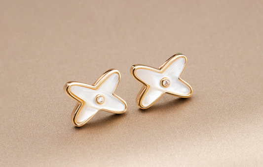 [Kincade Jewelrys]Boucles d'oreilles en or rose et diamants JEUX DE WHITE MOP