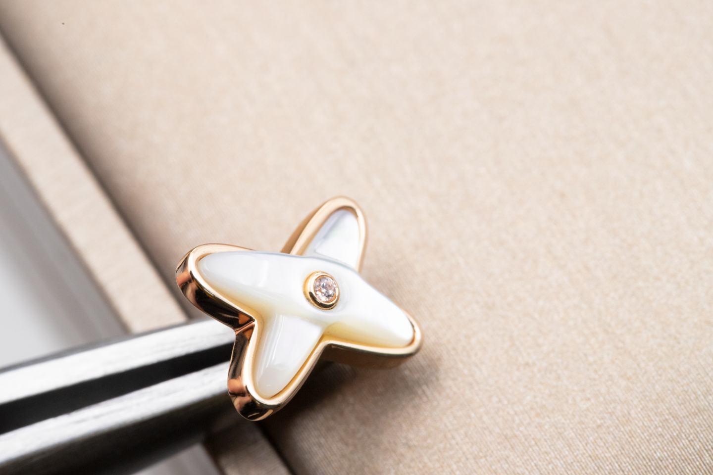 [Kincade Jewelrys]JEUX DE WHITE MOP ROSE GOLD DIAMOND EARRINGS