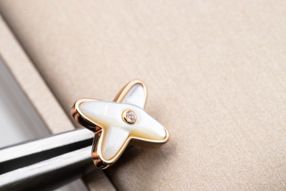 [Kincade Jewelrys]JEUX DE WHITE MOP ROSE GOLD DIAMOND EARRINGS