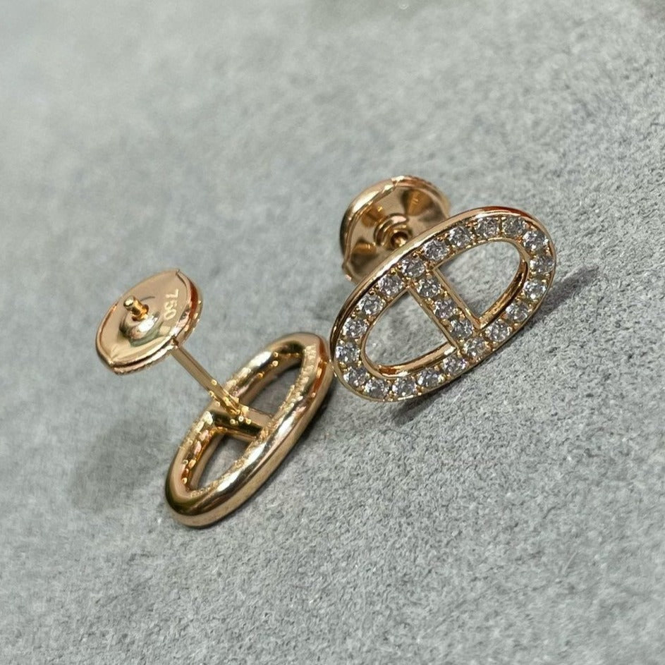 [Kincade Jewelrys]Boucles d'oreilles nez de cochon entièrement en diamants HM