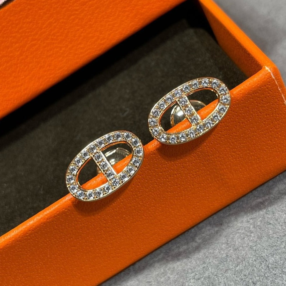 [Kincade Jewelrys]Boucles d'oreilles nez de cochon entièrement en diamants HM