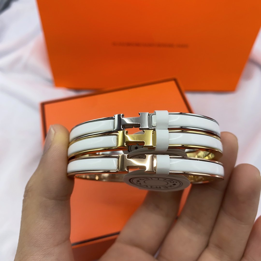 [Kincade Jewelrys] BRACELET CLASSIQUE HM CLIC BLANC ÉMAIL 8 MM