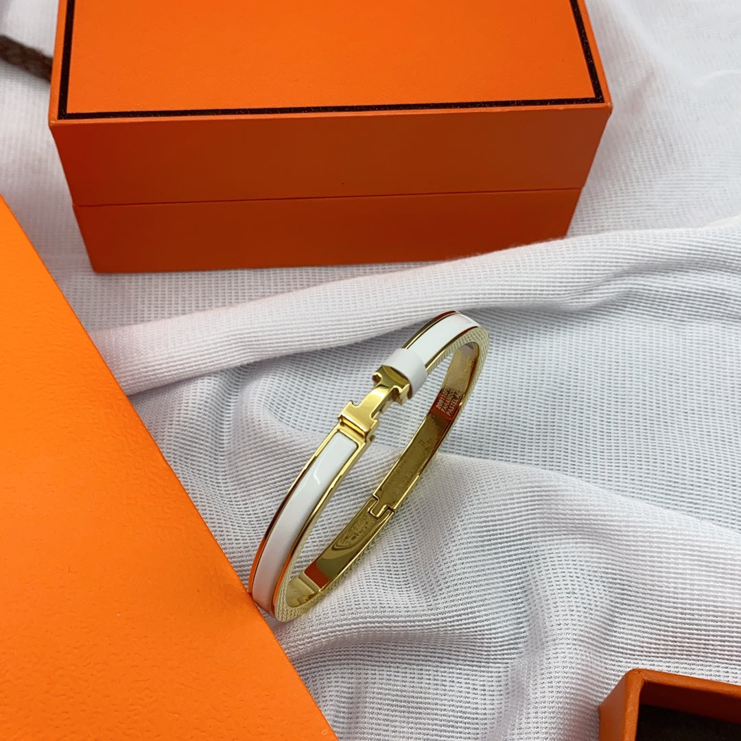 [Kincade Jewelrys] BRACELET CLASSIQUE HM CLIC BLANC ÉMAIL 8 MM