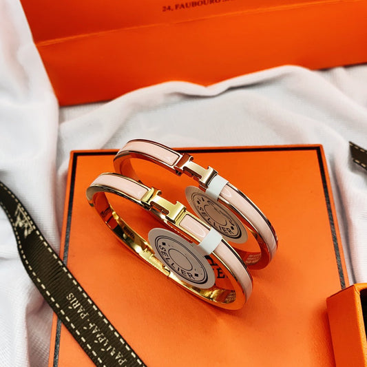 [Kincade Jewelrys] BRACELET CLASSIQUE HM CLIC ROSE ÉMAIL 8 MM