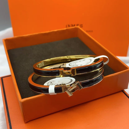 [Kincade Jewelrys]CLASSIC HM CLIC BLACK 8MM ENAMEL BRACELET