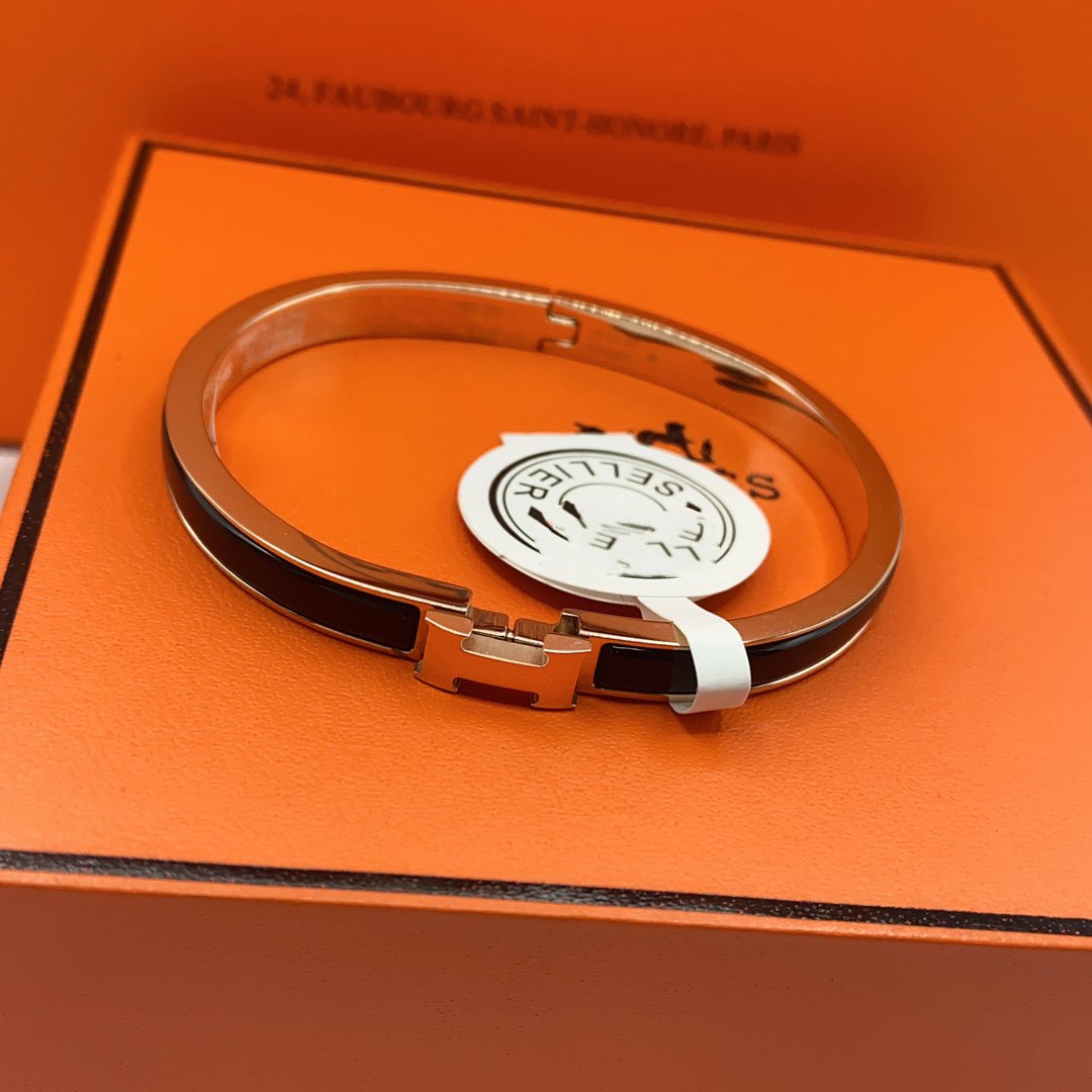 [Kincade Jewelrys]CLASSIC HM CLIC BLACK 8MM ENAMEL BRACELET