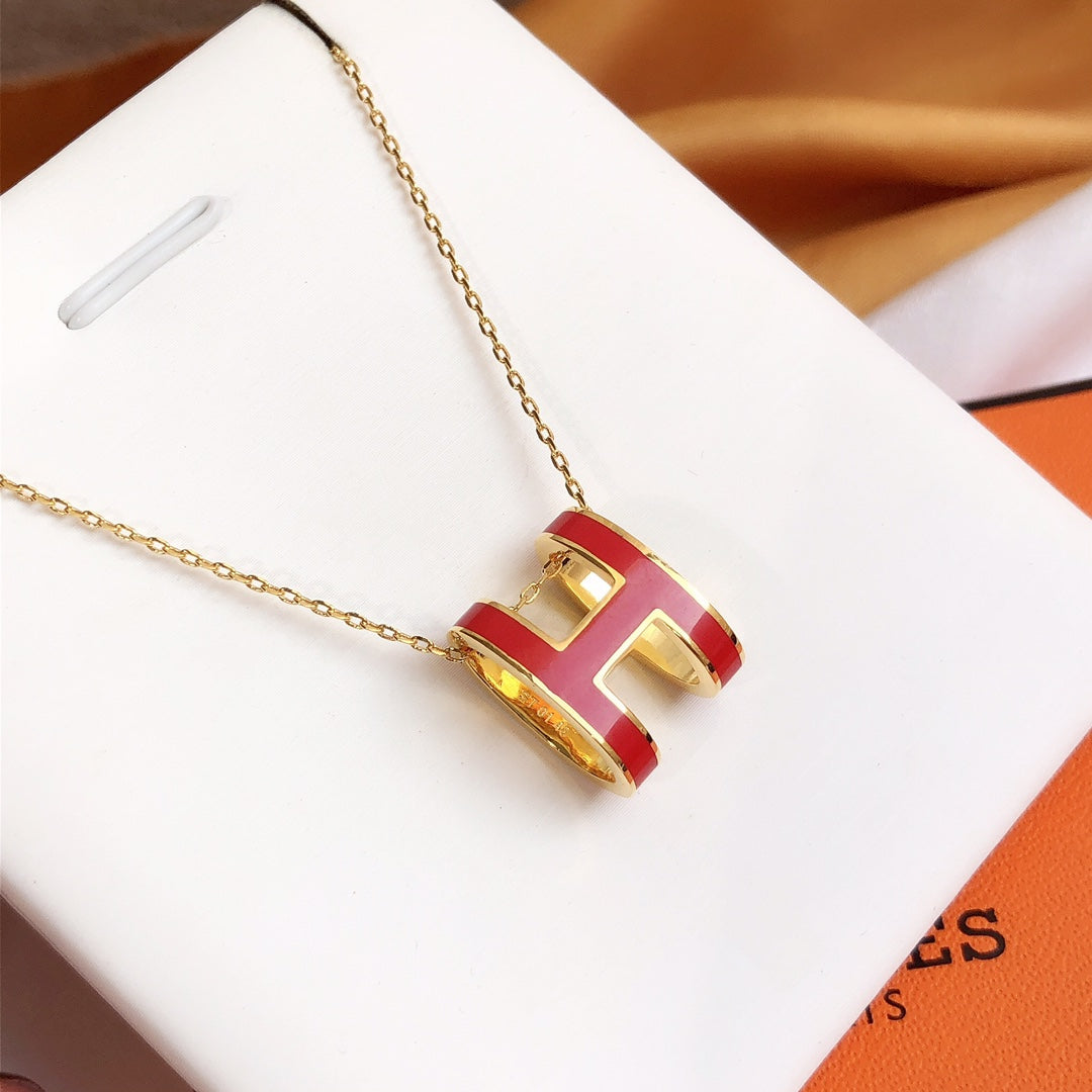[Kincade Jewelrys] Collier en or émaillé rouge HM CLIC