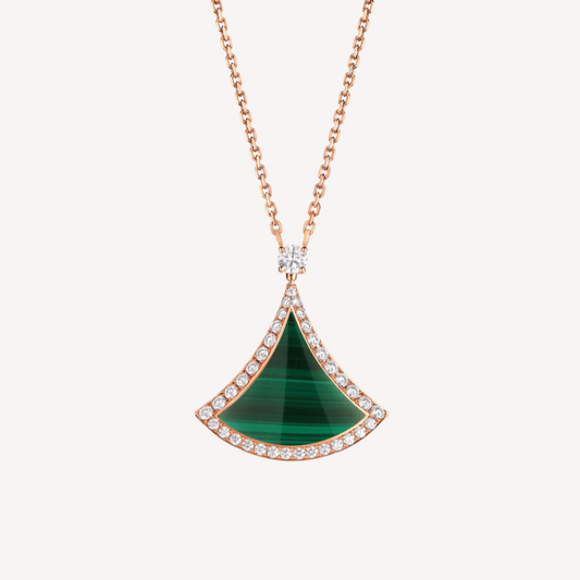 [Kincade Jewelrys] Collier en or rose pavé de diamants et de malachite Dream