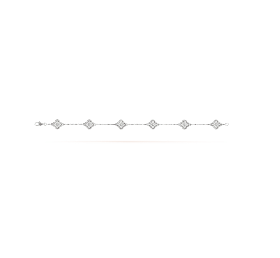 [Kincade Jewelrys] Bracelet en argent et diamants avec six motifs de trèfle