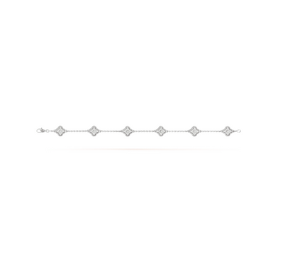 [Kincade Jewelrys] Bracelet en argent et diamants avec six motifs de trèfle