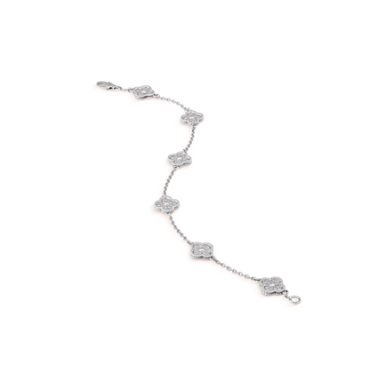 [Kincade Jewelrys] Bracelet en argent et diamants avec six motifs de trèfle