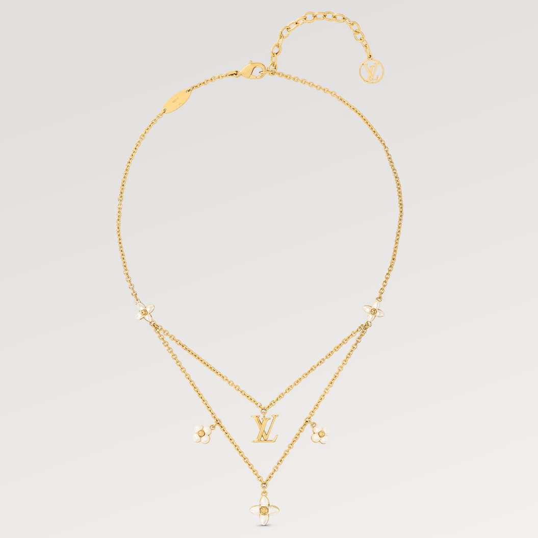 [Kincade Jewelrys] COLLIER DOUBLE RANGÉE EN NACRE DORÉE FLOWERGRAM