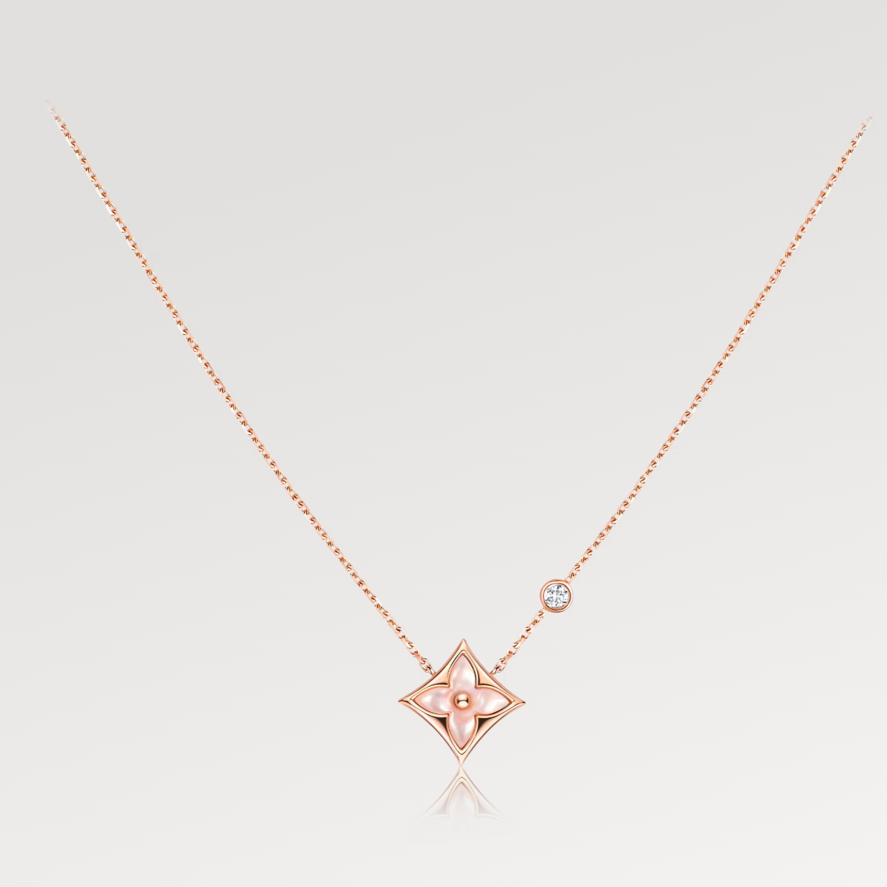 [Kincade Jewelrys] Collier étoile rose avec 1 diamant en or rose