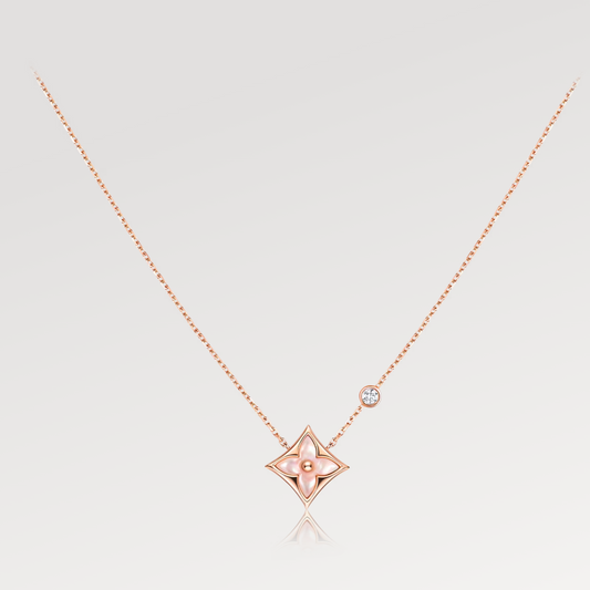 [Kincade Jewelrys] Collier étoile rose avec 1 diamant en or rose