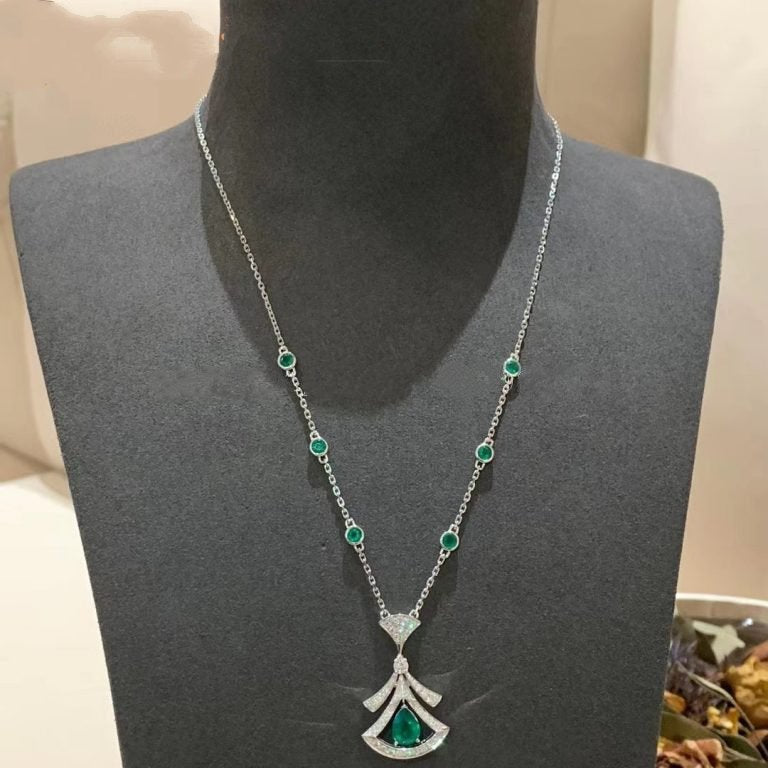 [Kincade Jewelrys] COLLIER DREAM MALACHITE DIAMANT ARGENT