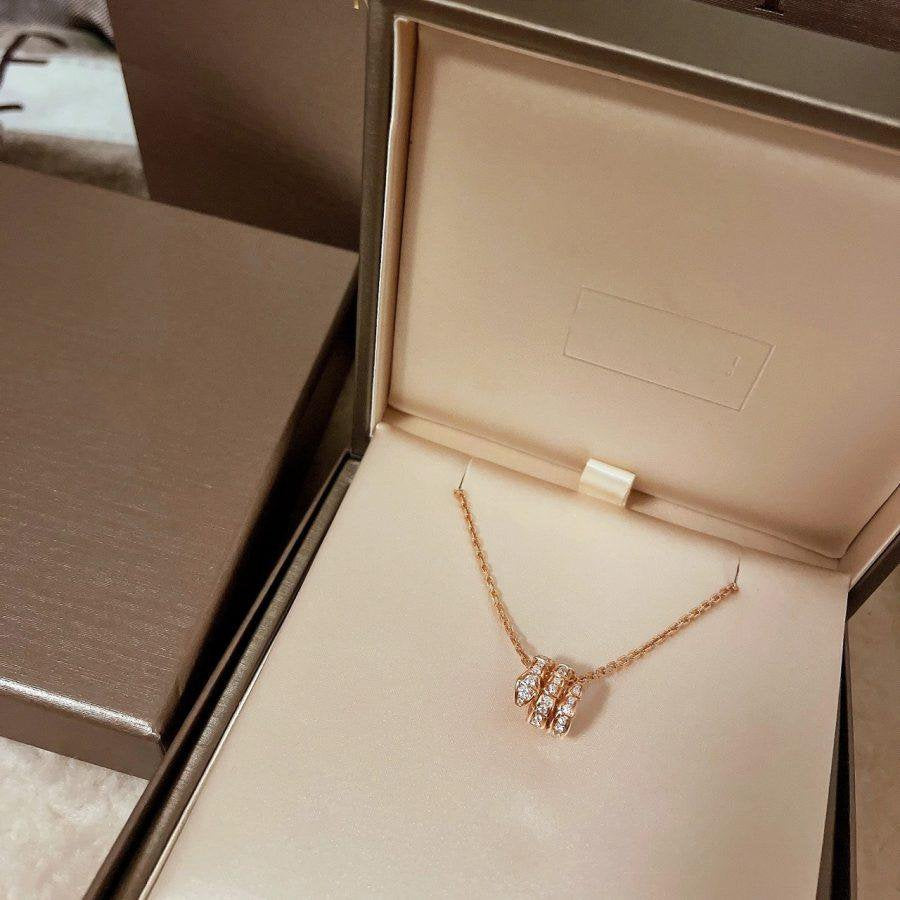 [Kincade Jewelrys]SERPENTI PINK GOLD NECKLACE DOUBLE RING DIAMOND