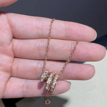 [Kincade Jewelrys]SERPENTI PINK GOLD NECKLACE DOUBLE RING DIAMOND
