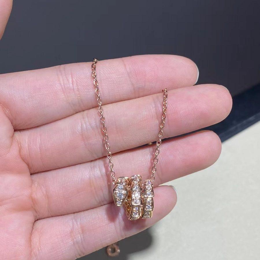 [Kincade Jewelrys]SERPENTI PINK GOLD NECKLACE DOUBLE RING DIAMOND