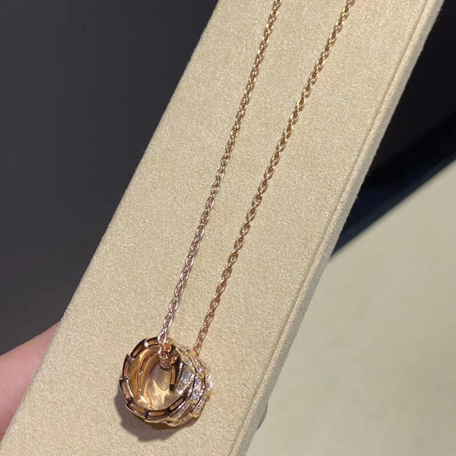[Kincade Jewelrys]SERPENTI PINK GOLD NECKLACE DOUBLE RING DIAMOND