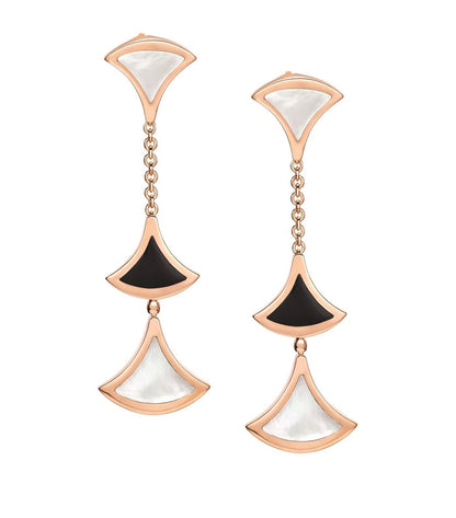 [Kincade Jewelrys] BOUCLES D'OREILLES DREAM 3 MOTIFS ONYX NACRE OR ROSE