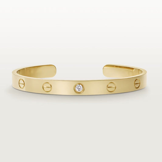 [Joyas Kincade]Pulsera Love de 6,1 mm con 1 diamante y brazalete abierto 