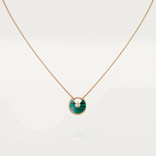 [Kincade Jewelrys] COLLIER AMULETTE EN OR ROSE ET MALACHITE
