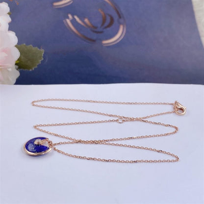 [Kincade Jewelrys] COLLIER AMULETTE EN OR ROSE ET AGATE