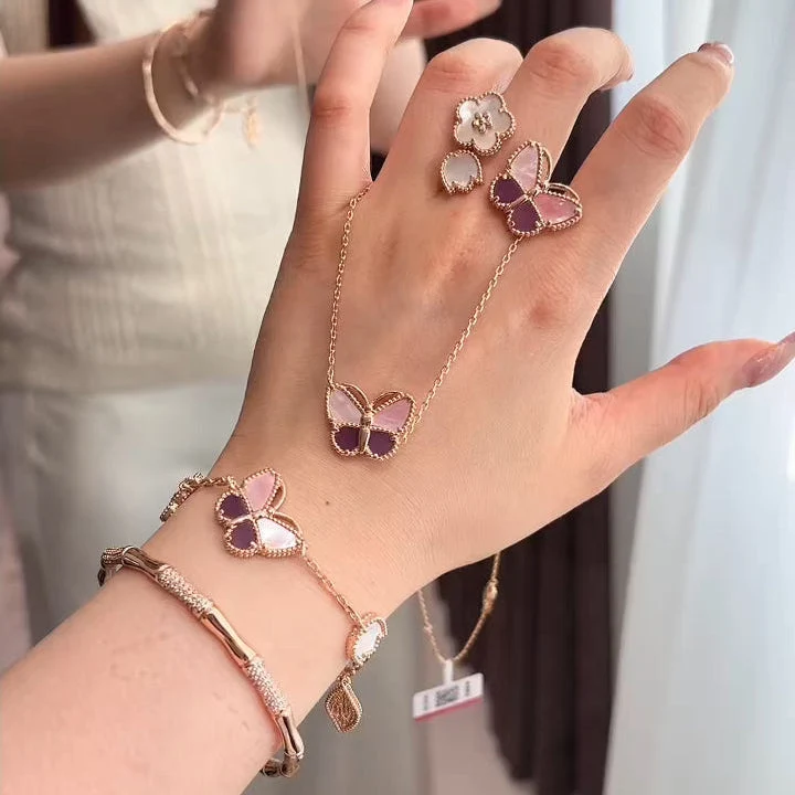 [Kincade Jewelrys]26 NEW CLOVER LUCKY LIGHT PURPLE SET