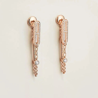 [Kincade Jewelrys]CHAINE CHAOS DIAMOND DROP EARRINGS