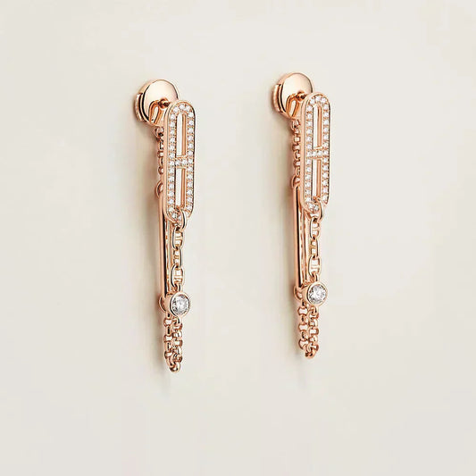 [Kincade Jewelrys]Boucles d'oreilles pendantes en diamant Chaine Chaos
