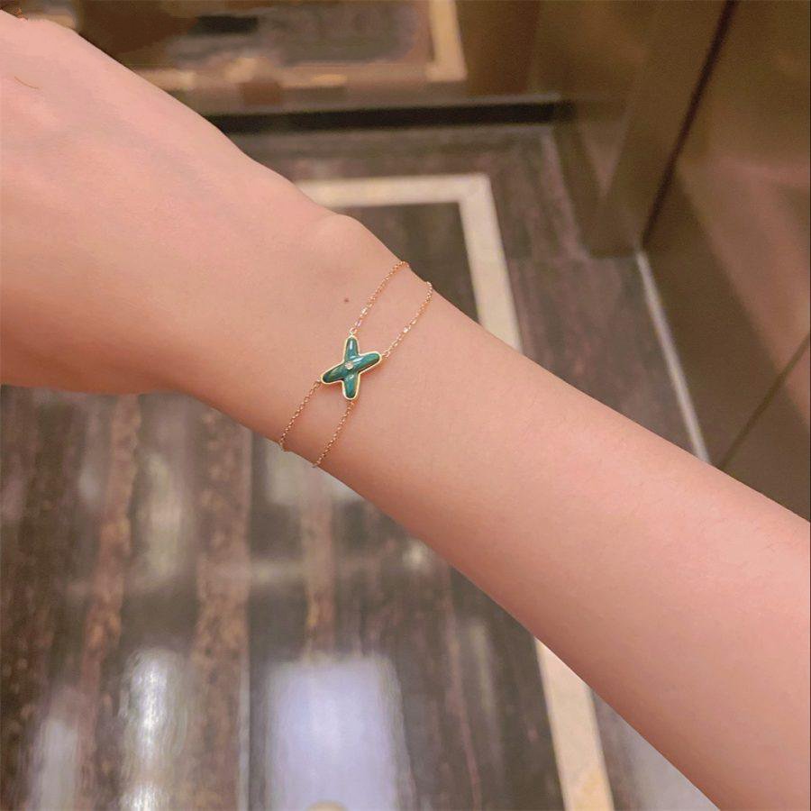 [Kincade Jewelrys]JEUX BRACELET MALACHITE OR ROSE 1 DIAMANT