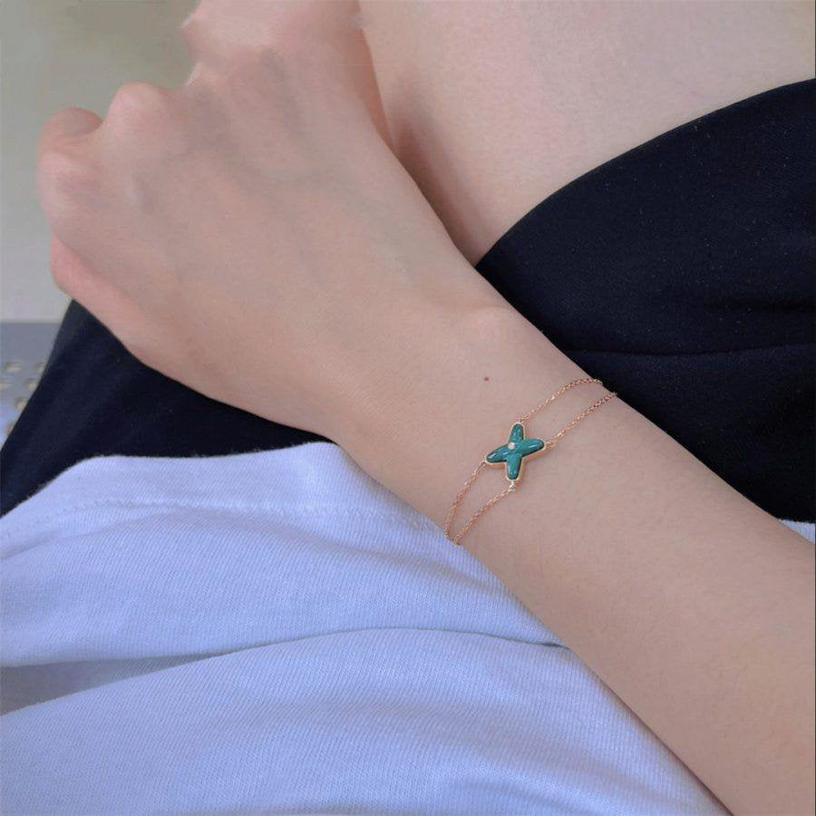 [Kincade Jewelrys]JEUX BRACELET MALACHITE OR ROSE 1 DIAMANT