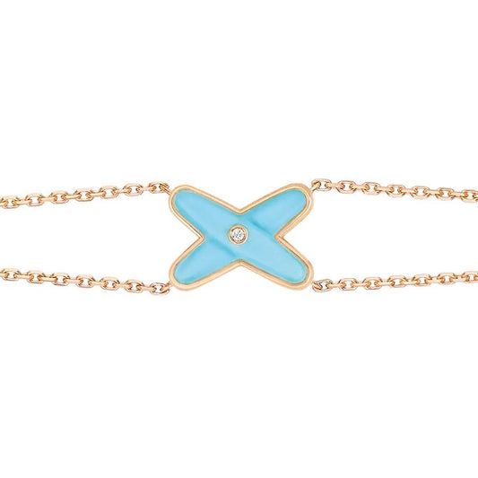 [Kincade Jewelrys]Bracelet Jeux Turquoise Or Rose 1 Diamant