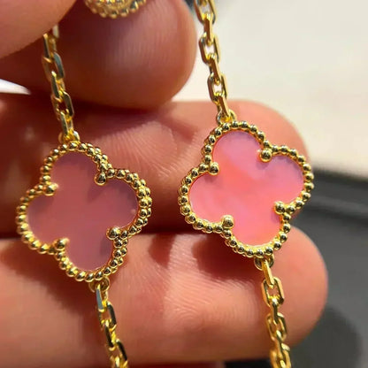 [Kincade Jewelrys] Bracelet en nacre rose CLOVER 5
