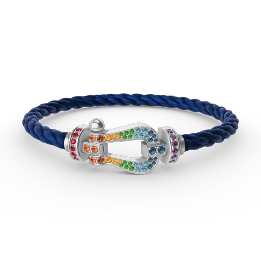 [Kincade Jewelrys]Pulsera grande de diamantes color herradura FORC en plata