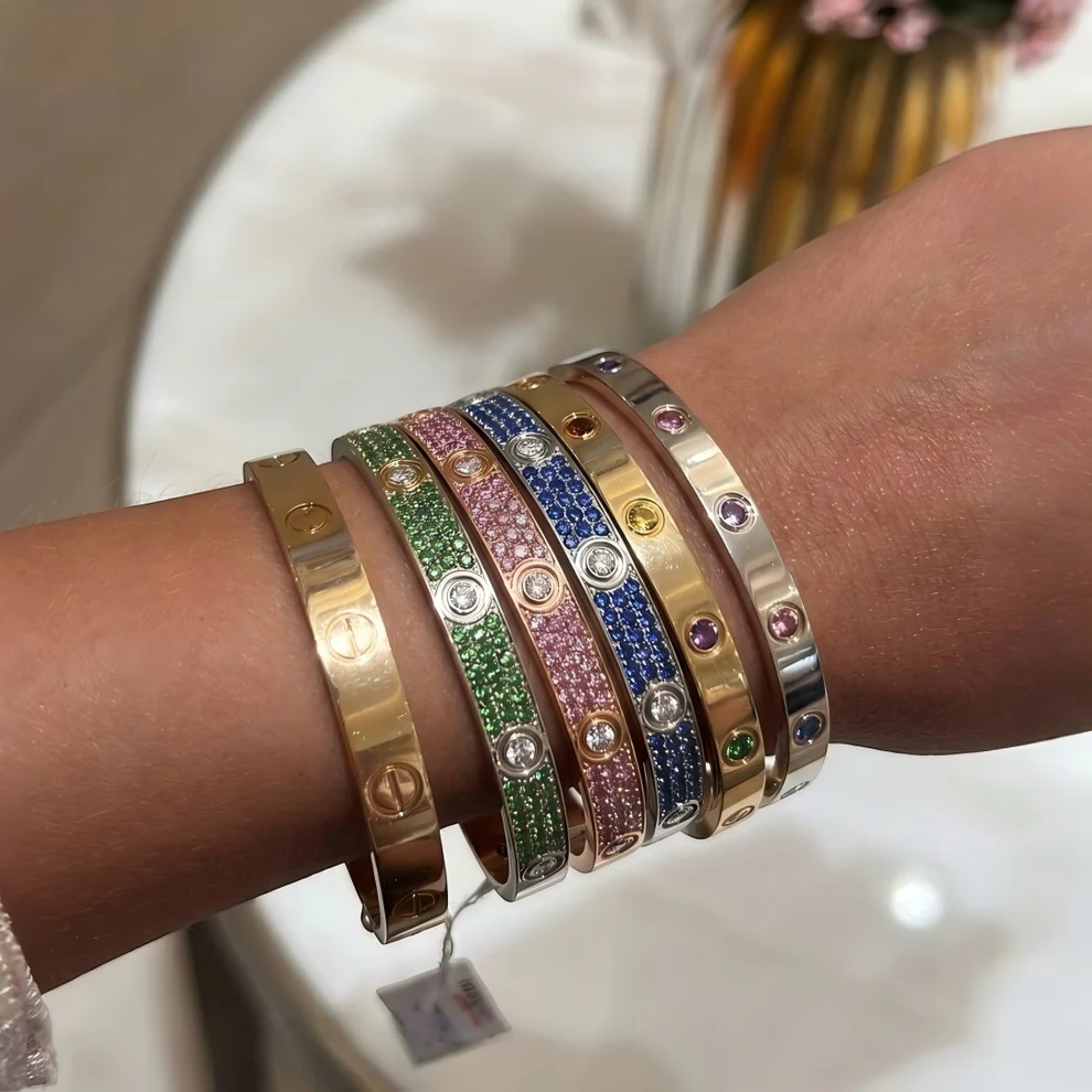 [Kincade Jewelrys]2026 PAVE GEMSTONE LOVE BRACELET 6.1MM 10 DIAMONDS