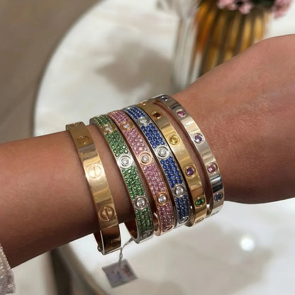 [Kincade Jewelrys]2026 PAVE GEMSTONE LOVE BRACELET 6.1MM 10 DIAMONDS