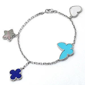 [Kincade Jewelrys] BRACELET PRINTEMPS PORTE-BONHEUR EN ARGENT 4 MOTIFS