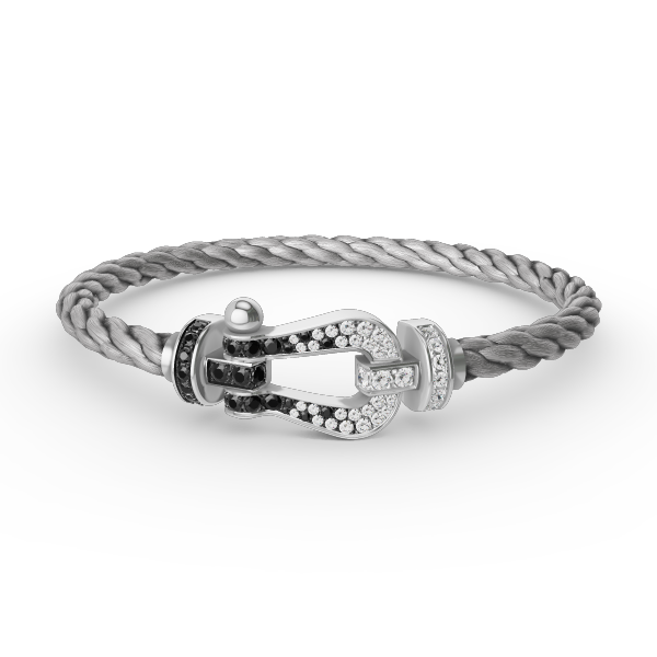[Kincade Jewelrys] FORCE GRAND BRACELET FER À CHEVAL NOIR ET BLANC DIAMANT ARGENT