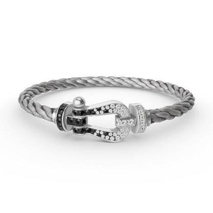 [Kincade Jewelrys] FORCE GRAND BRACELET FER À CHEVAL NOIR ET BLANC DIAMANT ARGENT