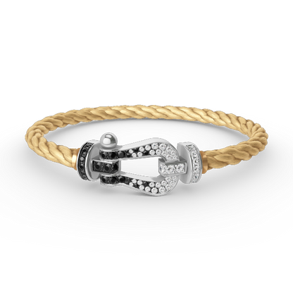 [Kincade Jewelrys] FORCE GRAND BRACELET FER À CHEVAL NOIR ET BLANC DIAMANT ARGENT
