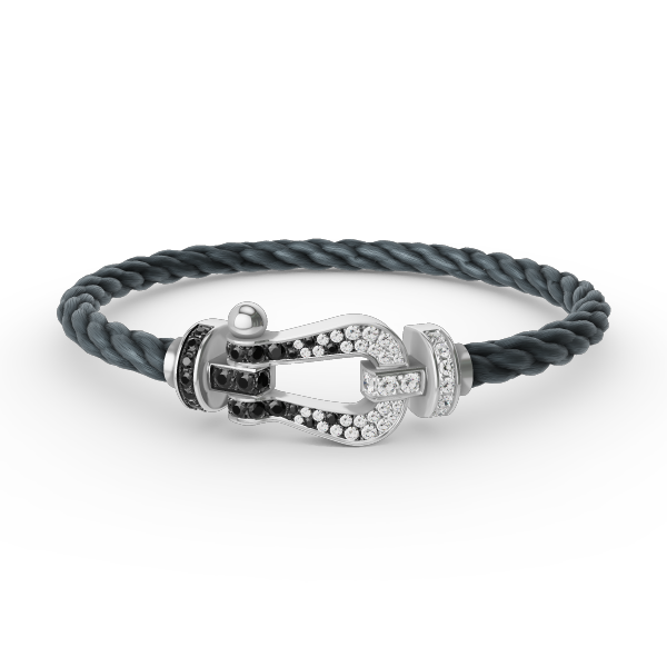 [Kincade Jewelrys] FORCE GRAND BRACELET FER À CHEVAL NOIR ET BLANC DIAMANT ARGENT