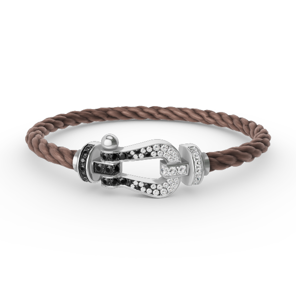 [Kincade Jewelrys] FORCE GRAND BRACELET FER À CHEVAL NOIR ET BLANC DIAMANT ARGENT