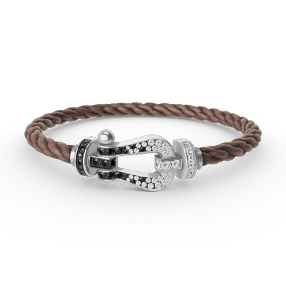 [Kincade Jewelrys] FORCE GRAND BRACELET FER À CHEVAL NOIR ET BLANC DIAMANT ARGENT