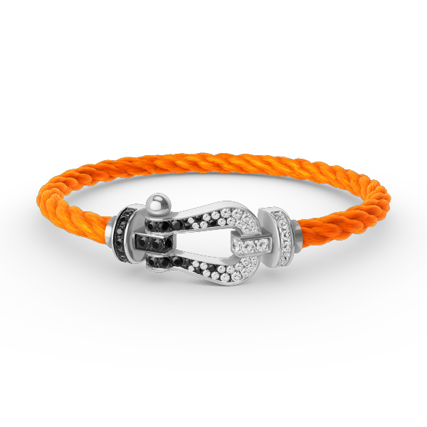 [Kincade Jewelrys] FORCE GRAND BRACELET FER À CHEVAL NOIR ET BLANC DIAMANT ARGENT