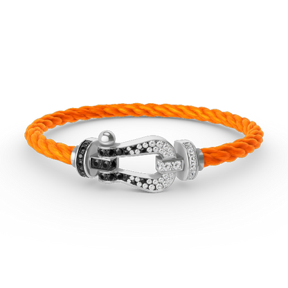 [Kincade Jewelrys] FORCE GRAND BRACELET FER À CHEVAL NOIR ET BLANC DIAMANT ARGENT
