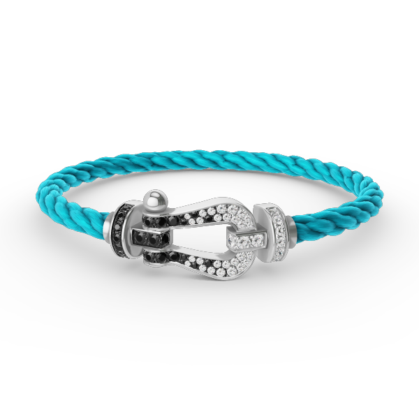 [Kincade Jewelrys] FORCE GRAND BRACELET FER À CHEVAL NOIR ET BLANC DIAMANT ARGENT